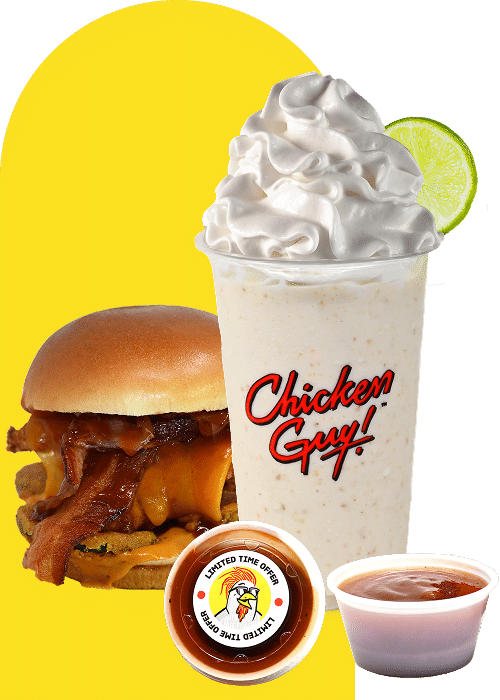 The Chicken Guy Key Lime Milkshake with a Honey Money Chicken Sandwich